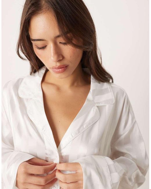 Gina Tricot Natural Mix And Match Satin Pyjama Top