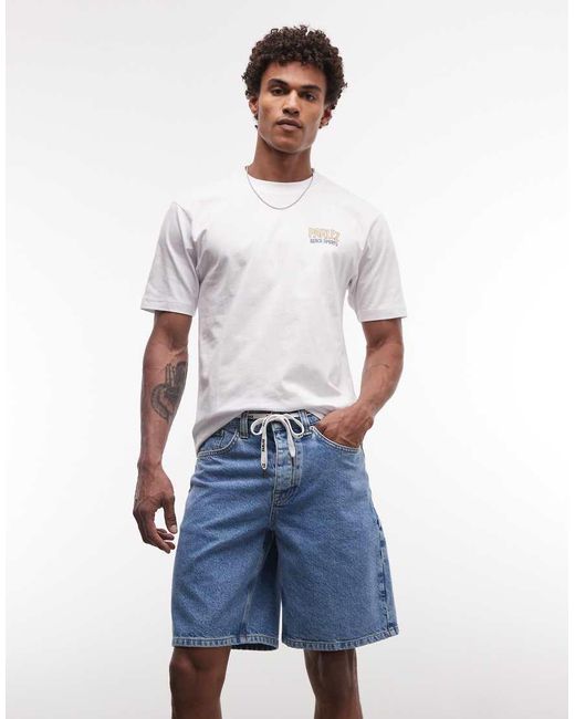Parlez Blue Serge Denim Shorts With Tie Waist Detail for men