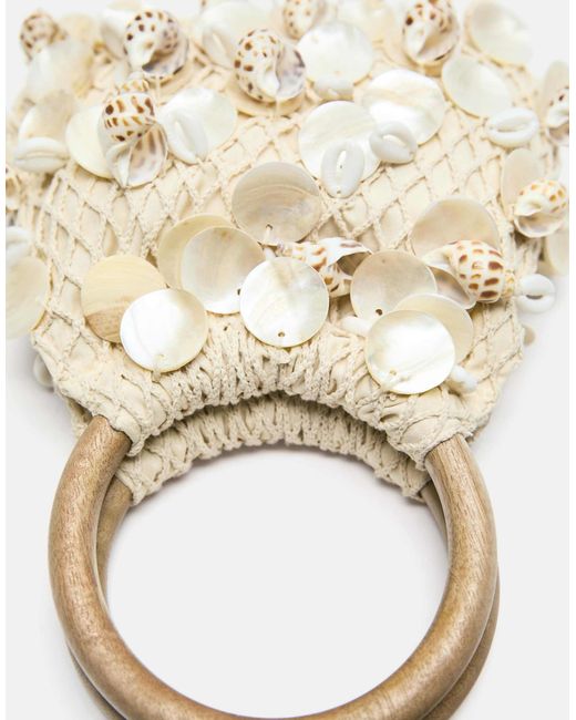 Pull&Bear White – mit perlen besetzte handtasche