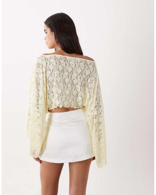 ASOS White Foiled Lace Asymmetrical Cape Top