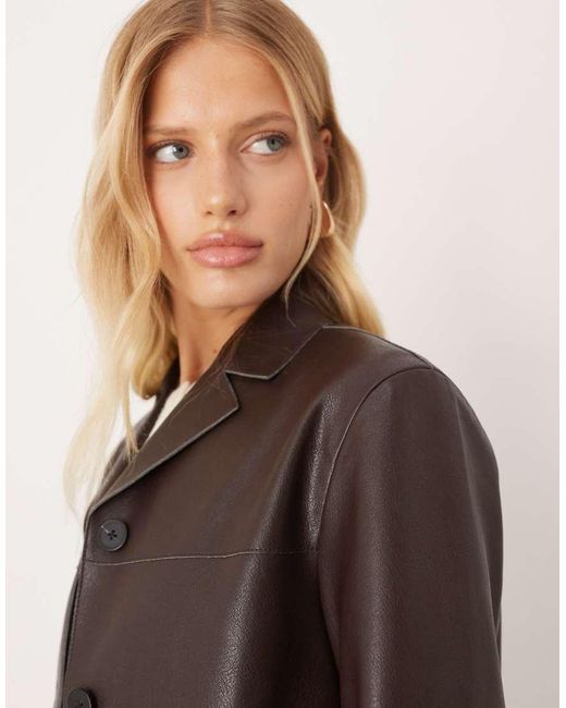 Mango Natural Faux Leather Short Jacket