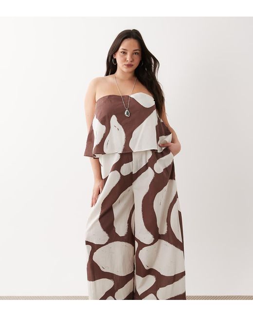 ASOS Brown Asos Design Curve Bandeau Double Layer Jumpsuit