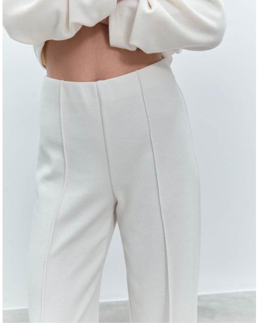 Stradivarius Gray Knit Trousers With Seam Detail