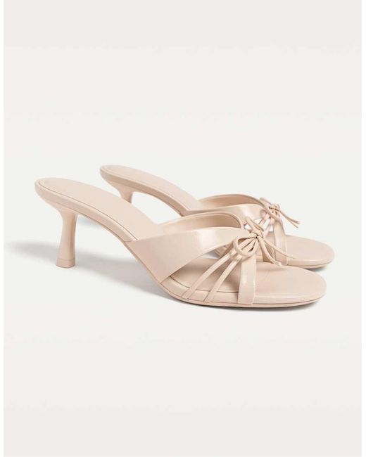 Stradivarius Natural Heeled Sandals With Bow