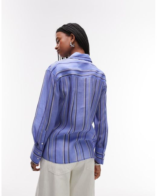 Mango Blue Shirt With Asymetric Button Detail