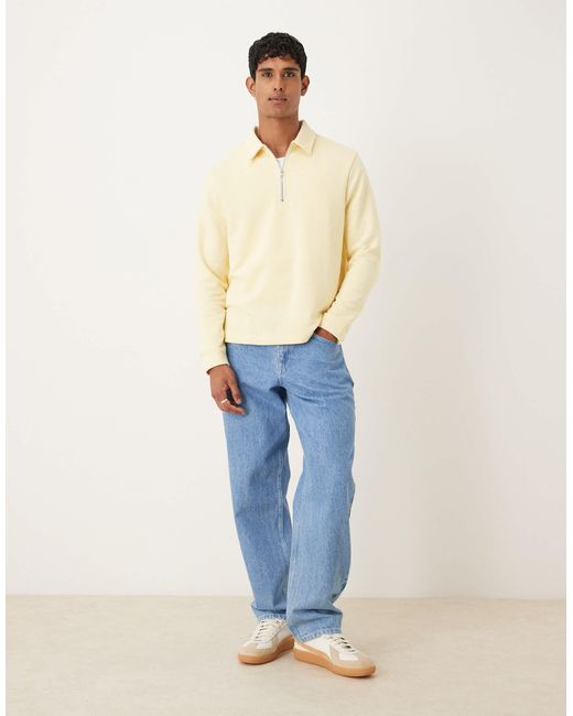 ASOS Natural Standard Fit 1/4 Zip Sweatshirt for men