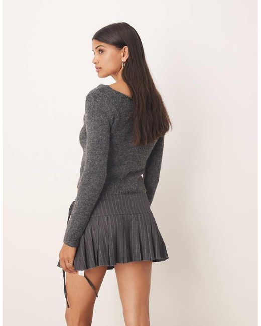 Glamorous Gray Pleated Tie Side Mini Skirt