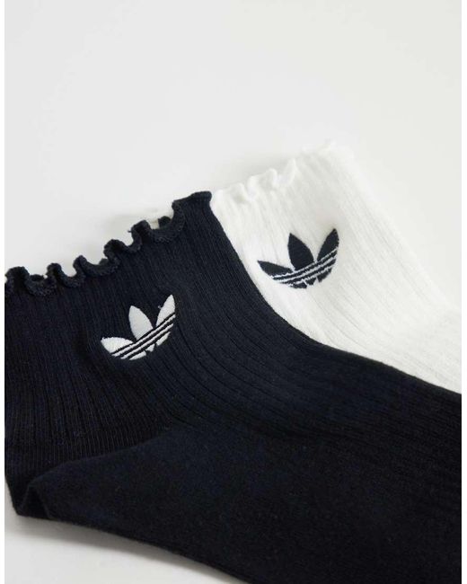 Adidas Originals Blue 2 Pack Ruffle Ankle Socks