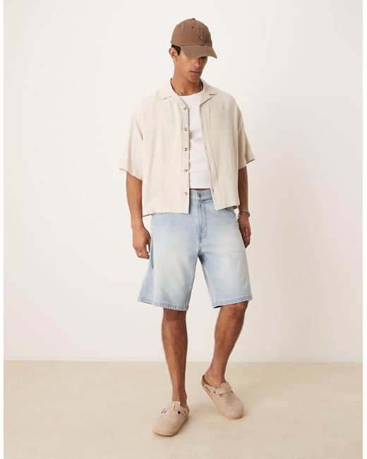 ASOS White Boxy Oversized Revere Linen Blend Shirt for men