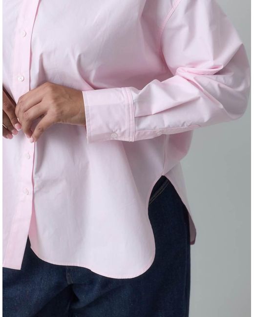 ASOS Purple Asos Design Curve Dipped Hem Oversized Shirt
