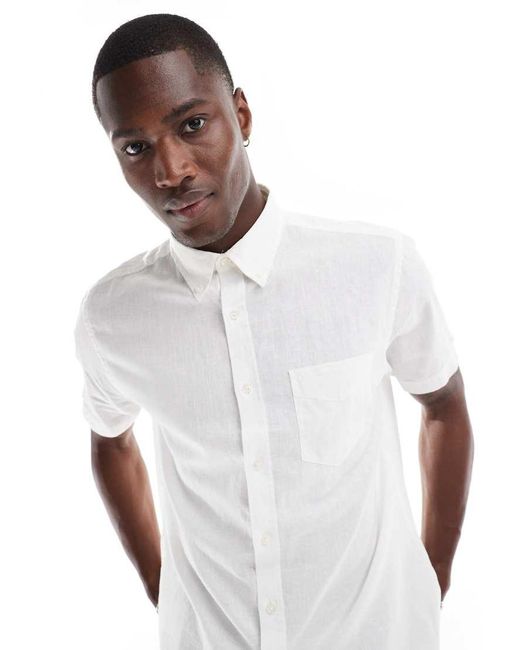 Ben Sherman Short Sleeve Linen Shirt in White for Men Lyst UK