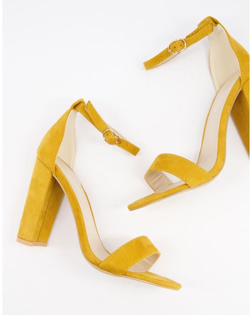 Sandali minimal con tacco color senape di Glamorous in Giallo | Lyst