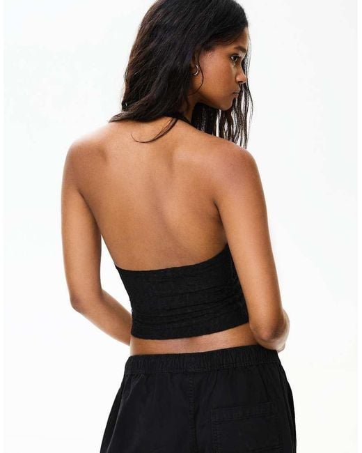 Bershka Black Lace Corset Halter Top
