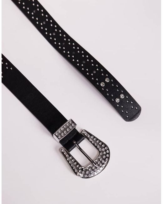 studded belt asos buckle belt ASOS Western Cowboy Crystal Studded Belt in Black for Men Lyst UK
