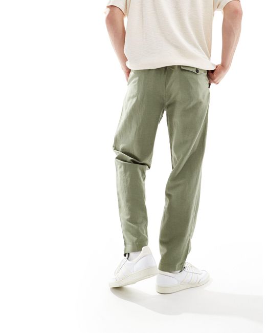 Ben Sherman Green Linen Blend Smart Trouser for men