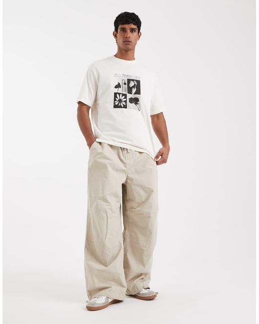 ASOS White Relaxed T-shirt With Abstract Floral Graphics for men