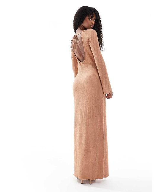 Vero Moda Brown Textured Bell Sleeve Maxi Dress