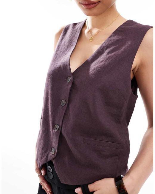 Pull&Bear Purple Linen Waistcoat