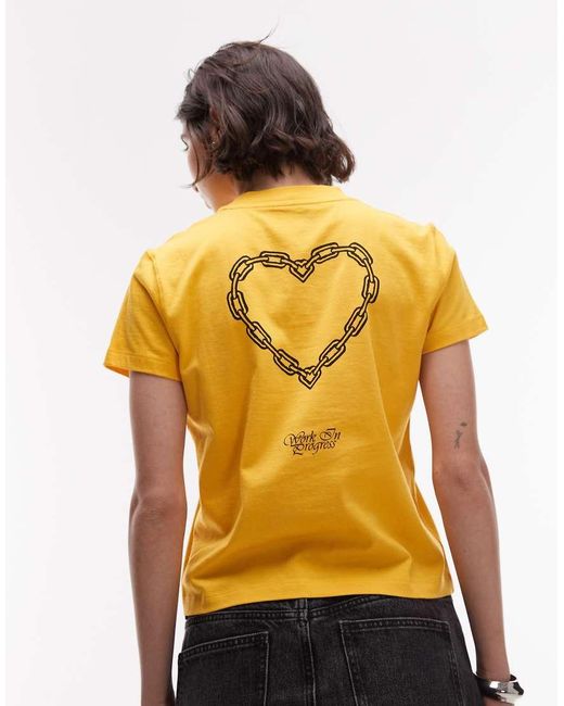 Carhartt T-Shirt Met Print Met Schakels Op De Achterkant in het Orange