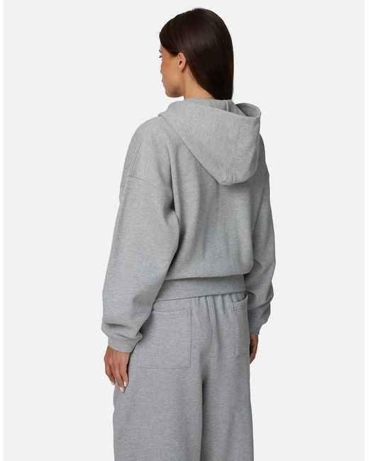Good For Nothing Gray Baggy Zip Hoodie With Embroidered Logo