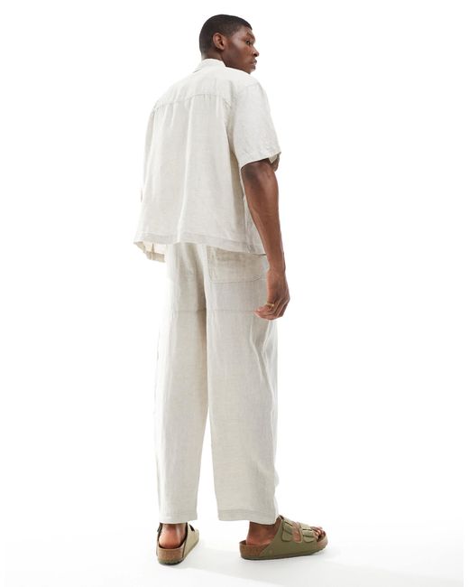 Pull&Bear – hose aus reinem leinen in White für Herren