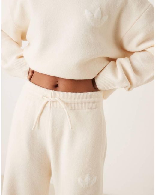 Adidas Originals Natural Knitted Wide Leg Track Pants