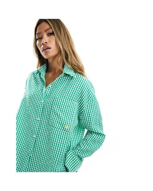 The Couture Club Green Co-ord Gingham Oversized Shirt