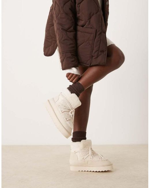 New Look Natural Suedette Snow Boot