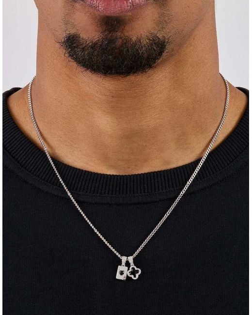 CERNUCCI White 10Mm Motif & Gem Card Necklace for men