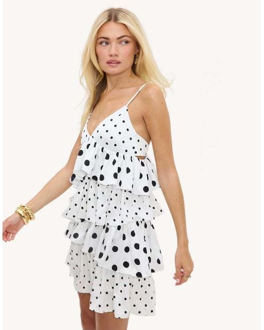 Loavies White Starlit Shores Mini Dress With Polka Dots