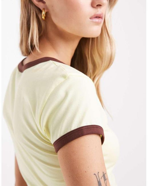 ASOS Natural Short Sleeve Baby Tee With Contrast Ringer