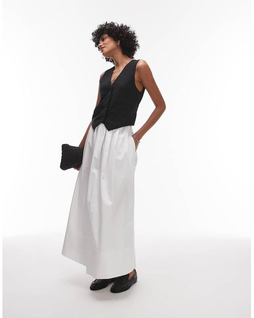 & Other Stories White Cotton Poplin Maxi Skirt With Volume Hem