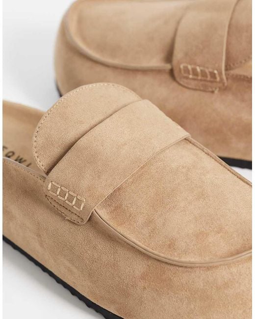 SEQWL Wide Fit Natural Soda Slip On Loafer Style Mule With