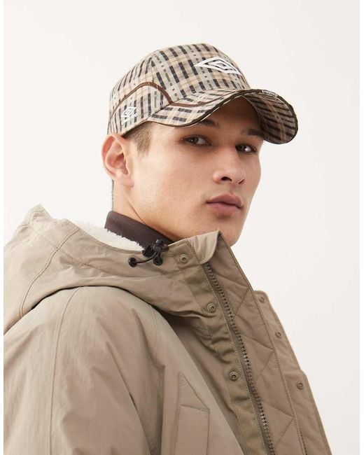 Umbro Brown Checked Print Logo Cap for men