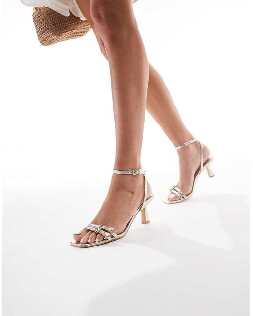 Bershka White High Heel Strappy Sandals With Ankle Strap