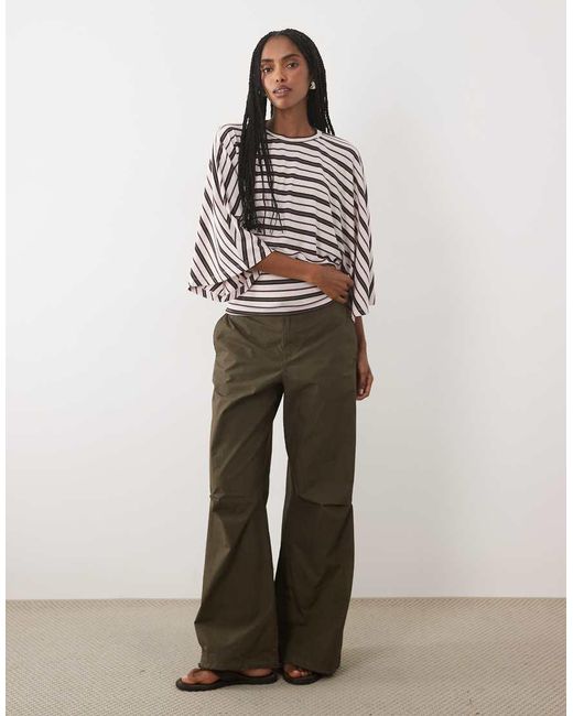 ASOS Gray Batwing Sleeve Cinched Waist Top