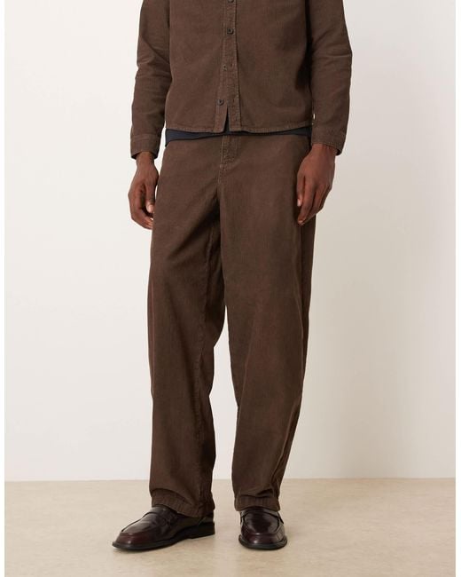 Pantalon droit ample d'ensemble en velours côtelé - marron ASOS pour homme en coloris Brown