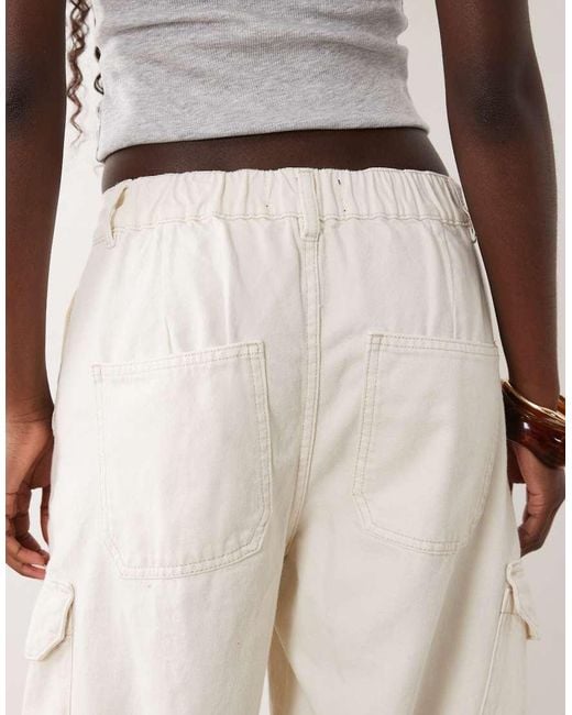 ASOS Natural Cargo Trousers With Tie Waist