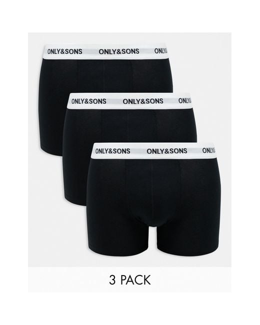 Only & Sons – 3er-pack unterhosen mit logobund in Black für Herren