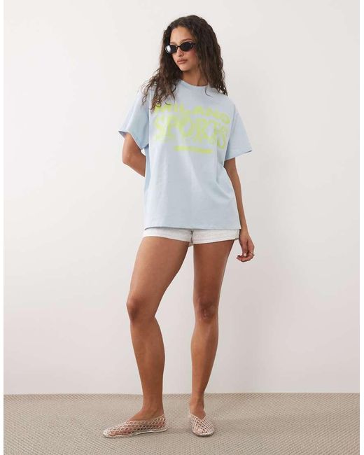 ASOS Short Sleeve Oversized Top With Print-blue