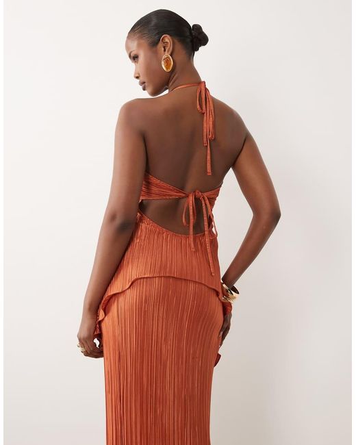 ASOS Red Plisse Floaty Bandeau Halter Top