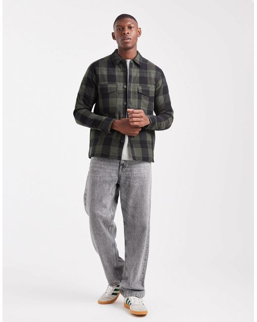 Only & Sons Black Quilted Check Jacket for men