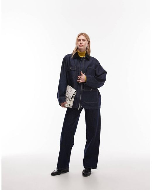 ARKET Blue Denim Oversized Workwear Barn Jacket