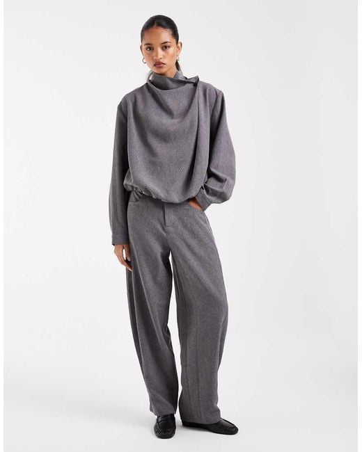 ASOS Gray Tailored Wrap Shacket Top