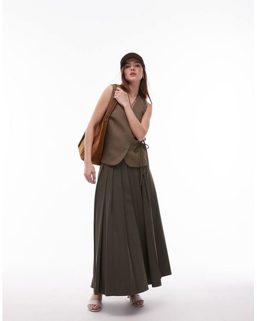 TOPSHOP Brown Tie Side Waistcoat