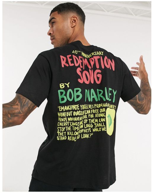 Pull&Bear Black Bob Marley T-shirt for men