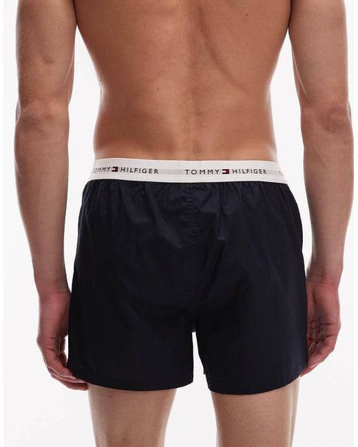 Tommy Hilfiger Blue Signature Cotton 2 Pack Woven Boxers for men