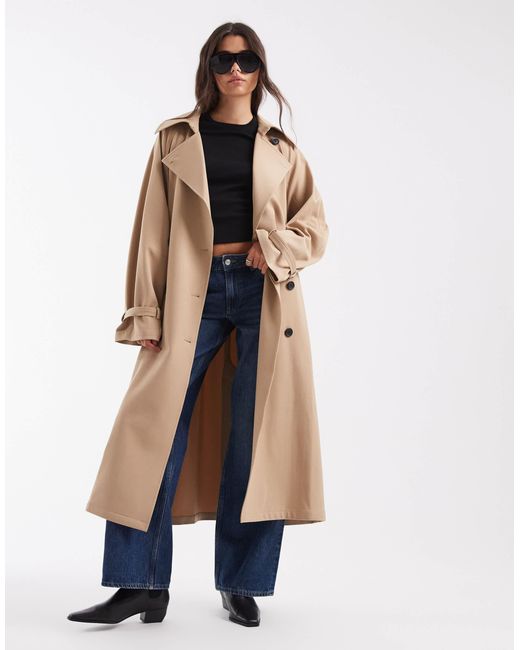 ASOS Natural Tailored Draped Oversized Mac