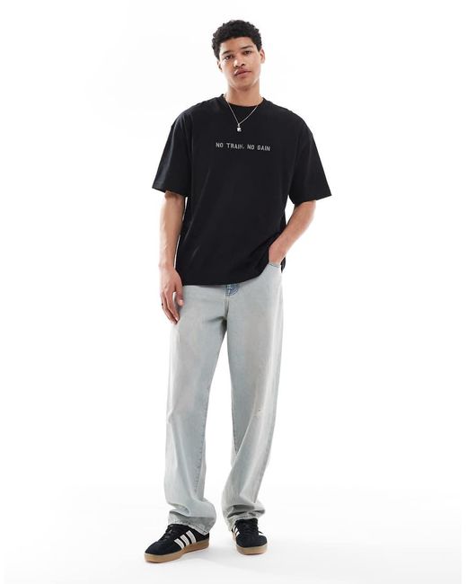 Camiseta Negra Extragrande Con Estampado Gráfico Deportivo De -Negro ASOS de hombre de color Black
