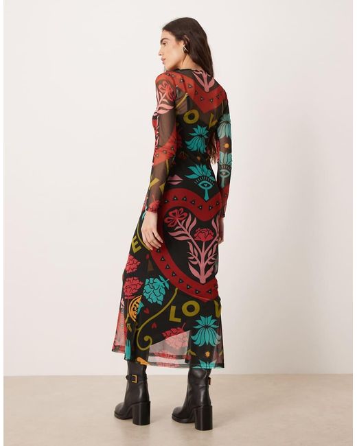 Never Fully Dressed Red Mesh Maxi Dress